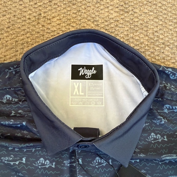 Waggle Men’s Fish Finder Stretch Performance Golf Polo Shirt Size XL NWT - Picture 3 of 7
